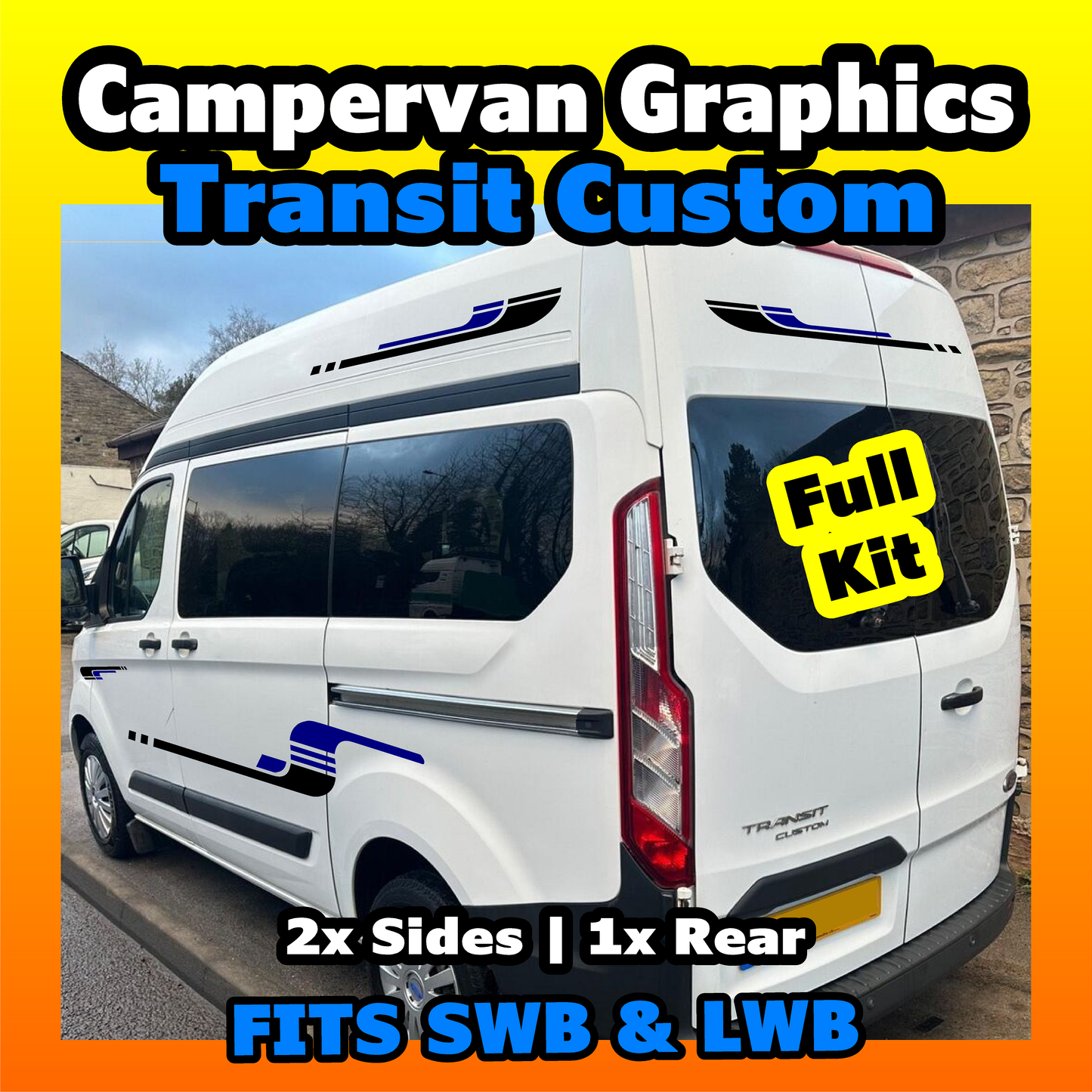 Ford Transit Custom Campervan Graphics Kit Rear View