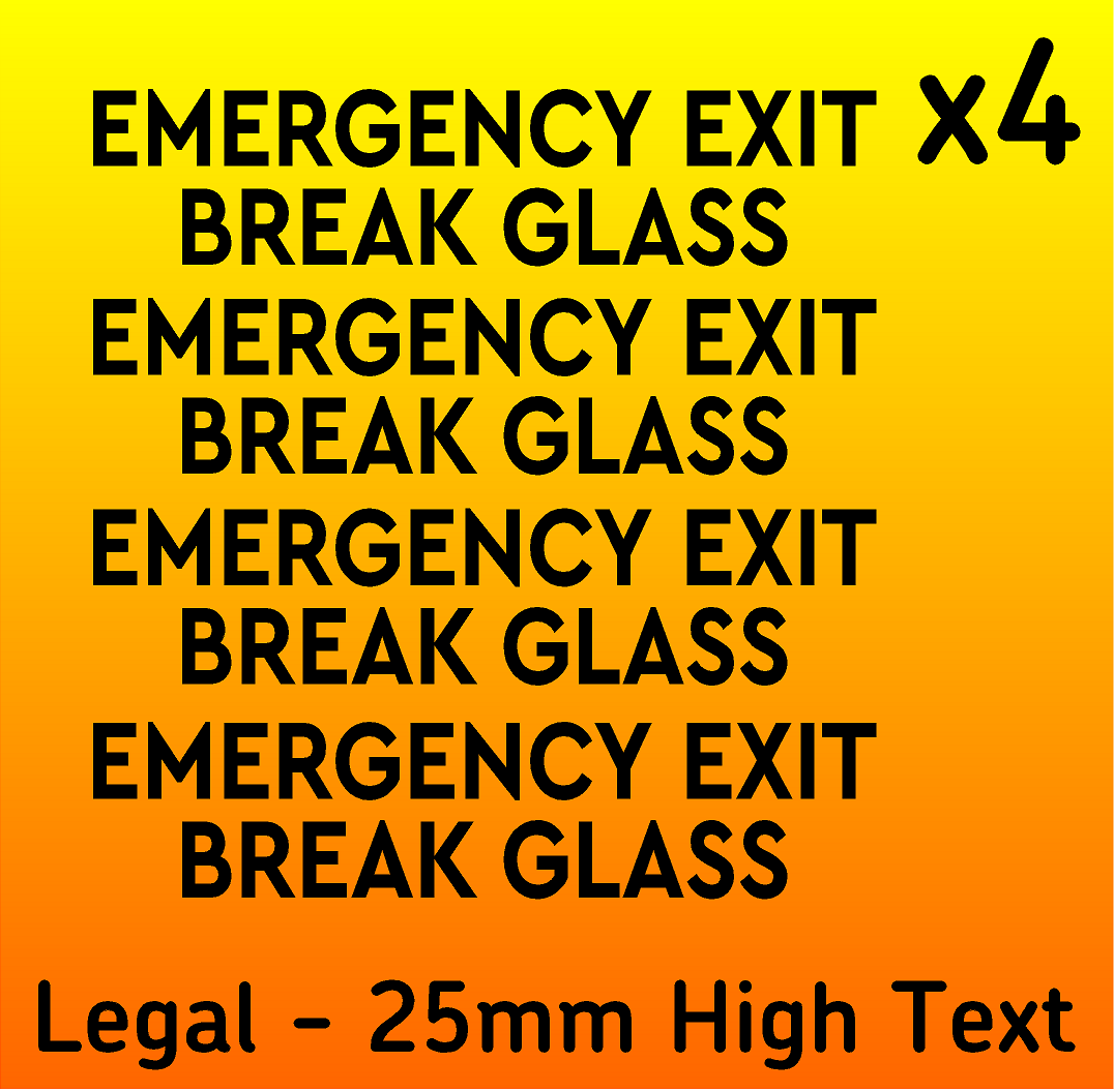 EMERGENCY EXIT BREAK GLASS Coach Bus Stickers