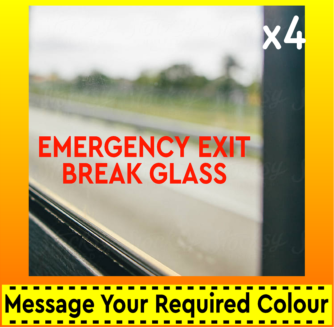 EMERGENCY EXIT BREAK GLASS Coach Bus Stickers