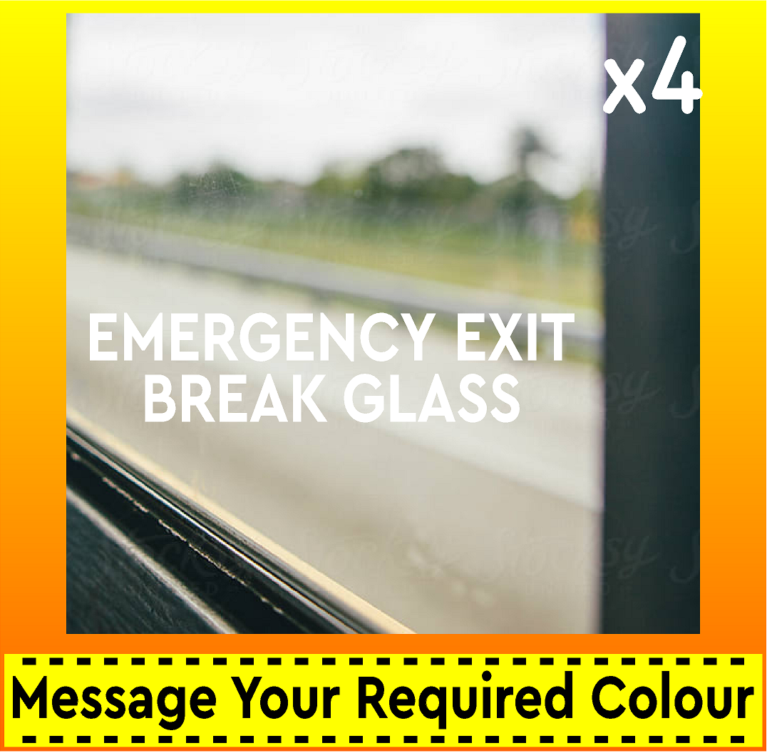 EMERGENCY EXIT BREAK GLASS Coach Bus Stickers