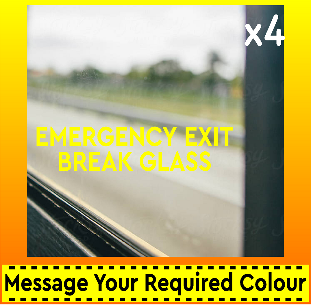 EMERGENCY EXIT BREAK GLASS Coach Bus Stickers