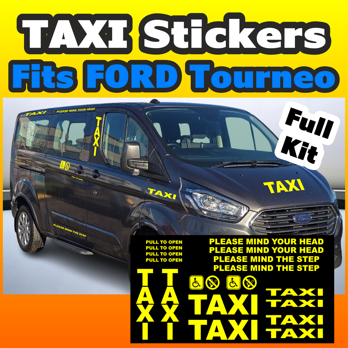 Ford Tourneo Taxi Stickers Complete Set Graphics Cab Minibus Auto