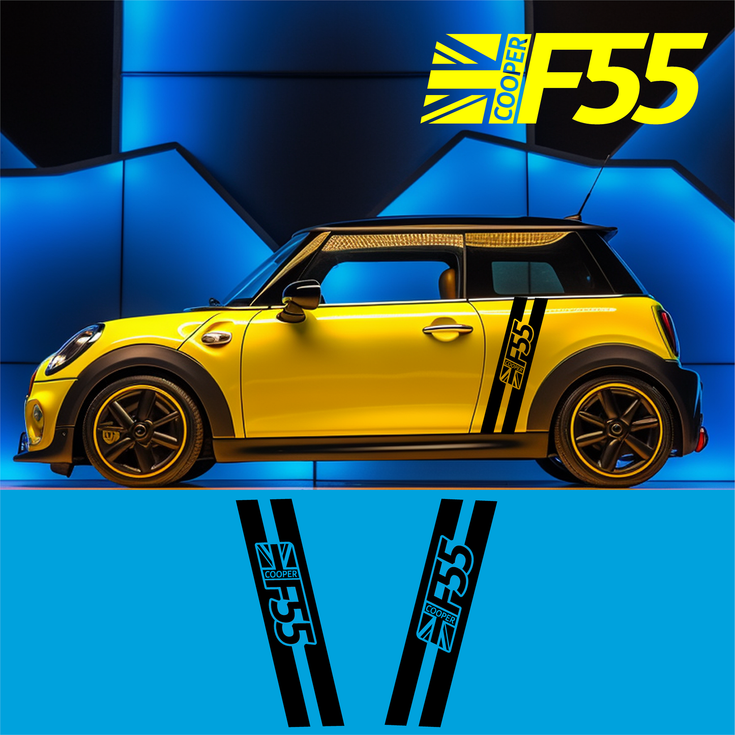 Mini F55 Cooper Side Stripe Stickers Decals Graphics