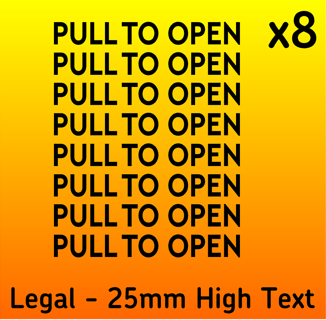 PULL TO OPEN Coach Bus Minibus Vinyl Stickers