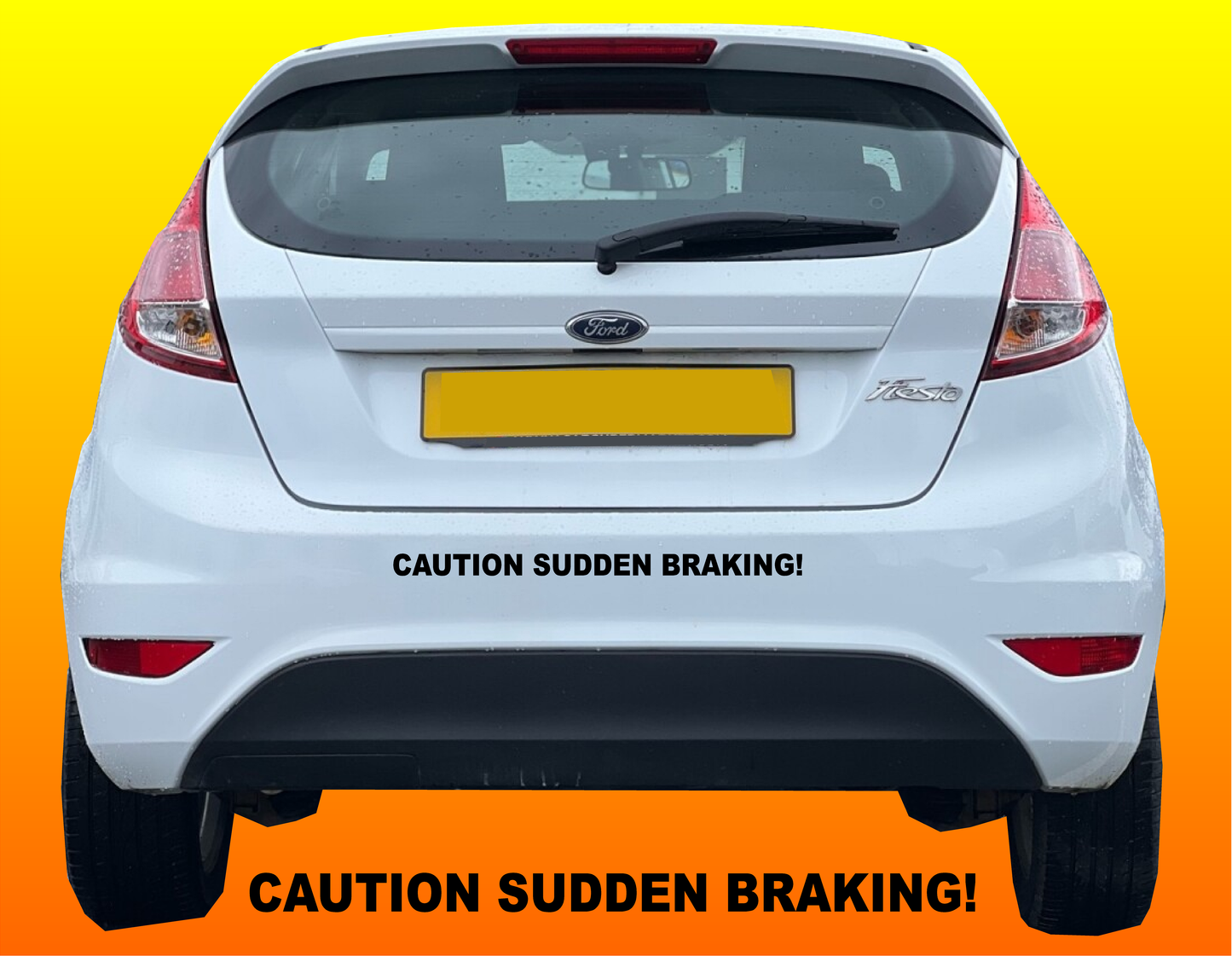 Caution sudden braking sticker