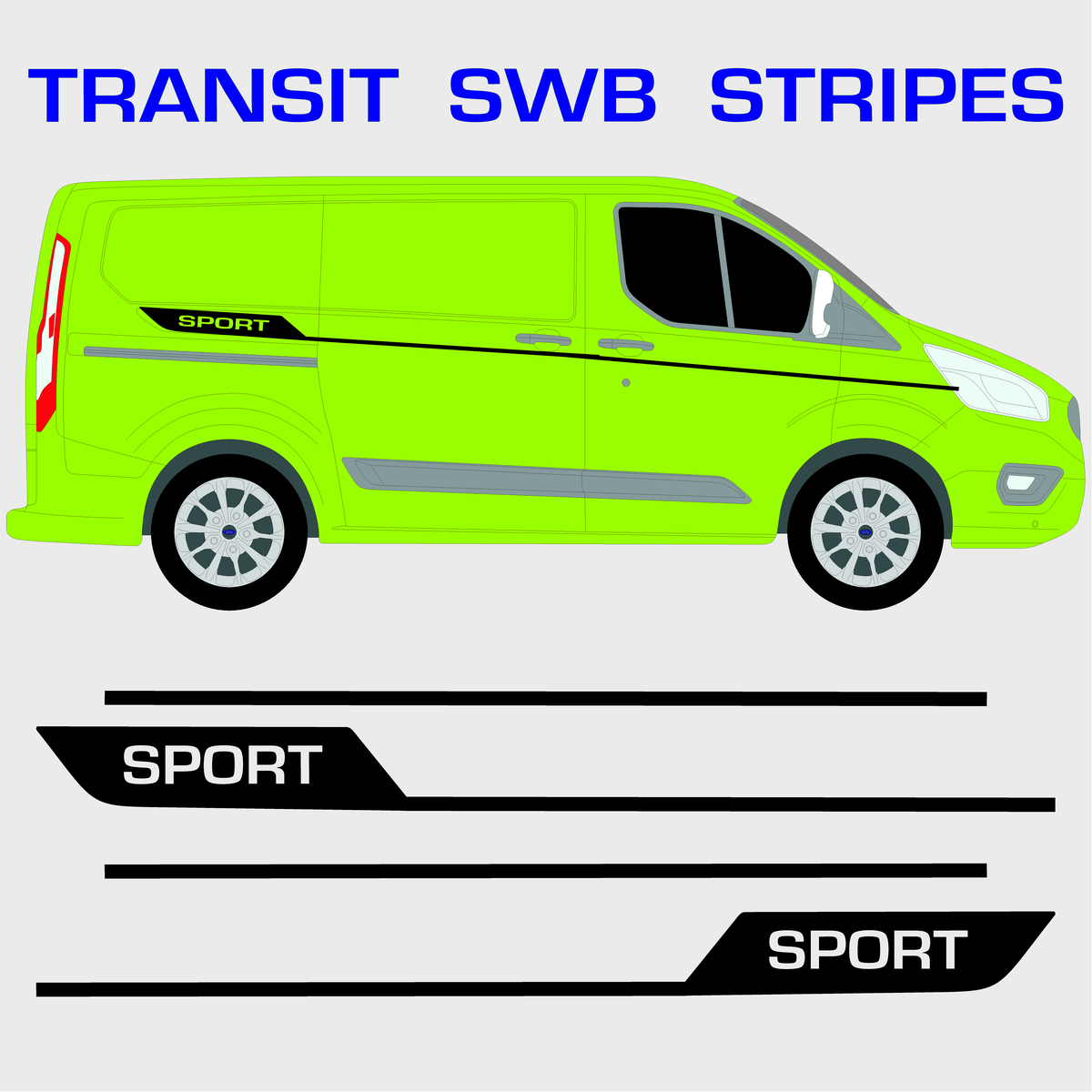 Ford Transit Custom SWB Sport Racing Pinstripe Decals
