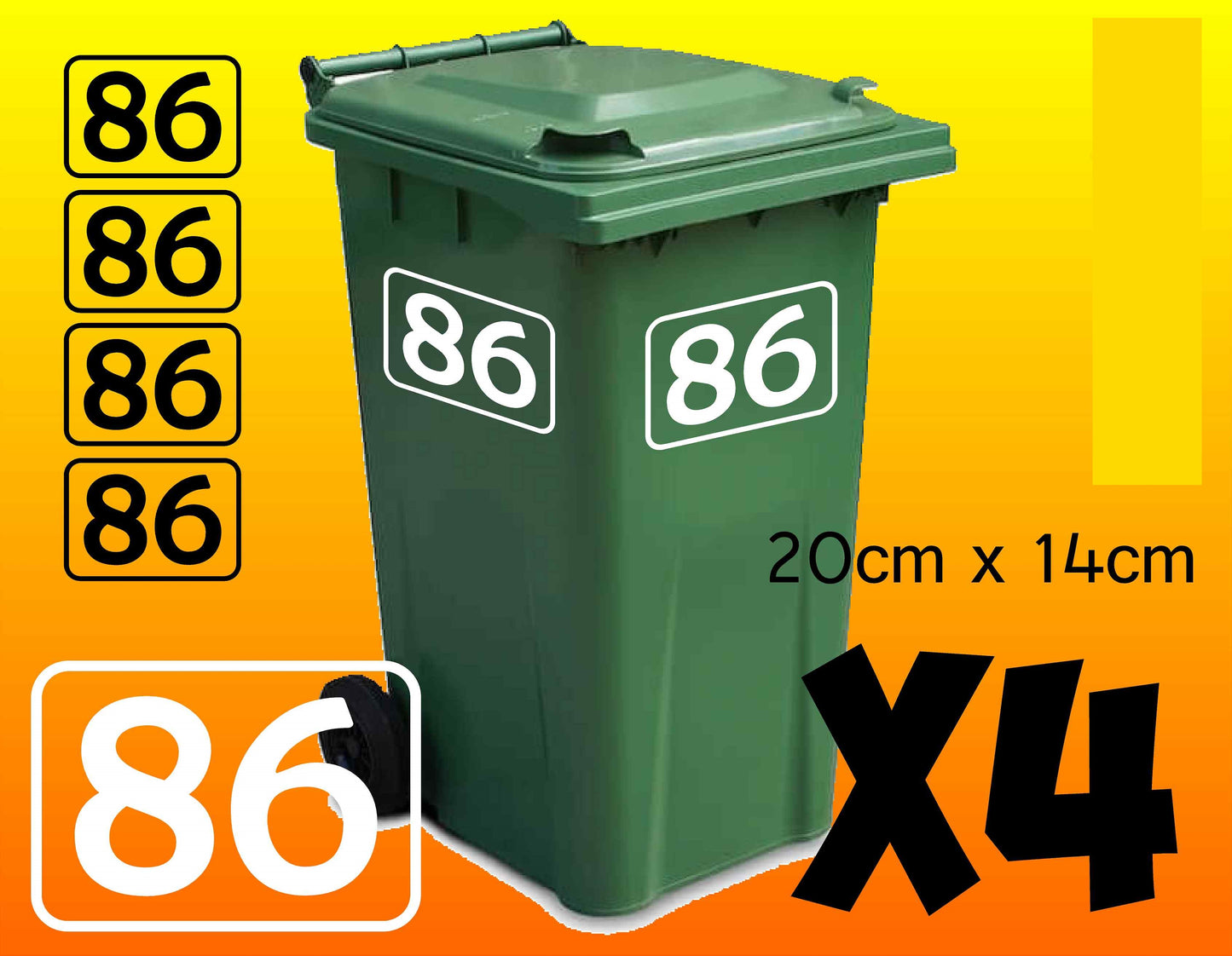 Wheelie Bin Stickers | Bin Number Stickers | Wheelie Bin Numbers
