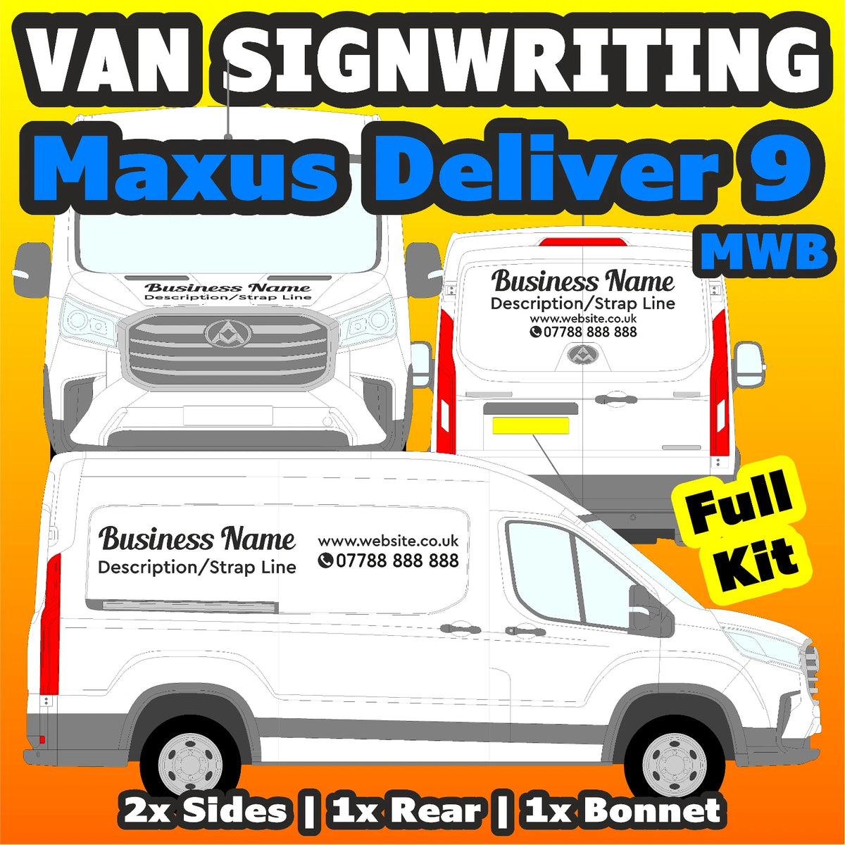 MAX deliver 9 MWB Basic DIY van signs kit