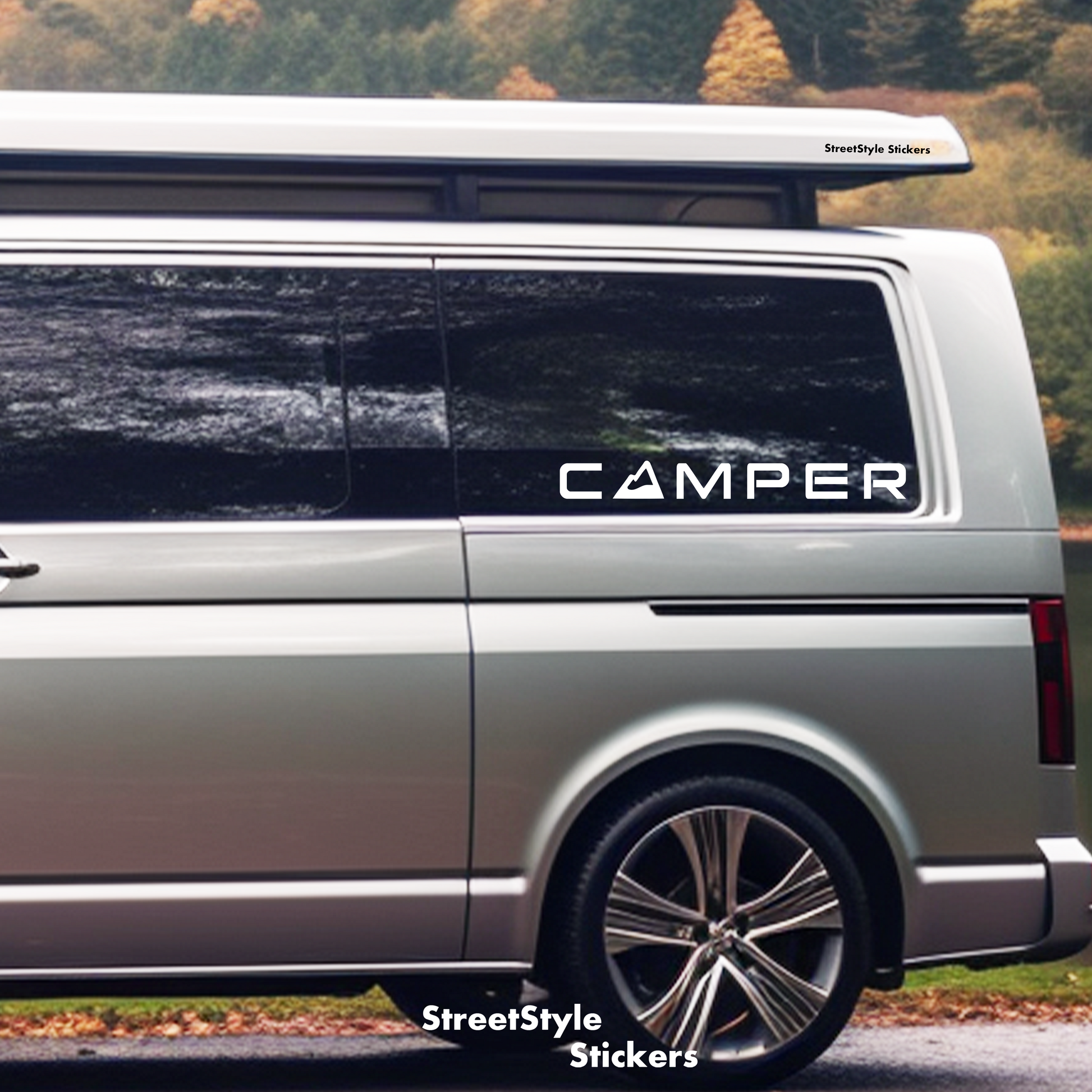 Camper Text Mountain VW T5 T6 T4 Camper Van Window Sticker Decal