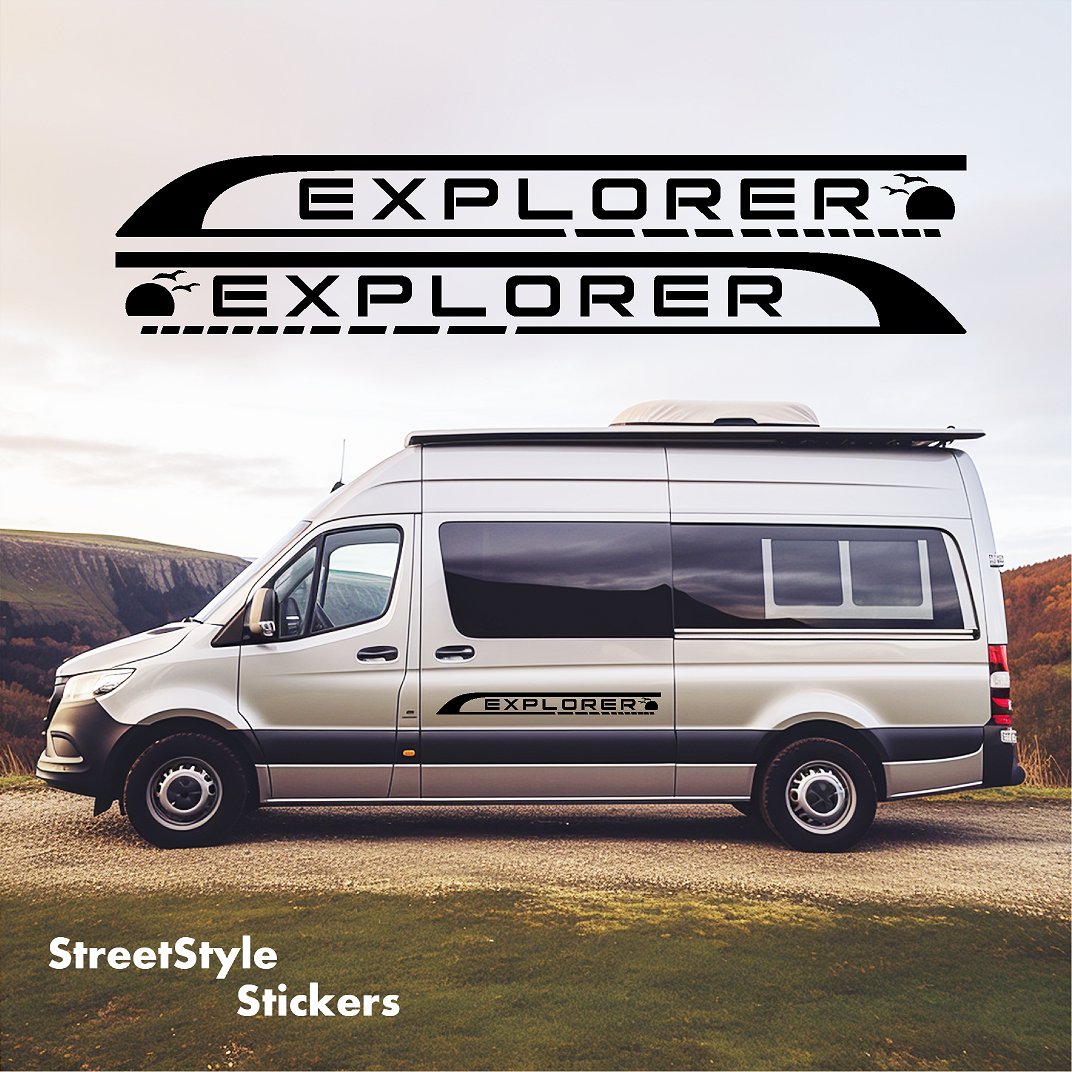 Explor Car Sticker Explorer Campervan Decals Stickers | Rising Sun Universal Fit ...
