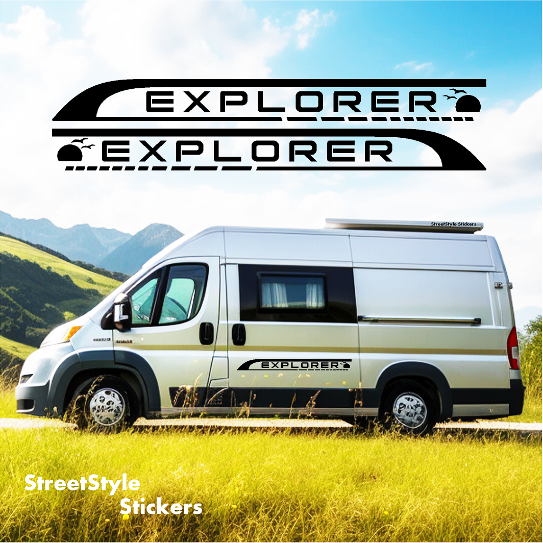 Explor Car Sticker Explorer Campervan Decals Stickers | Rising Sun Universal Fit ...