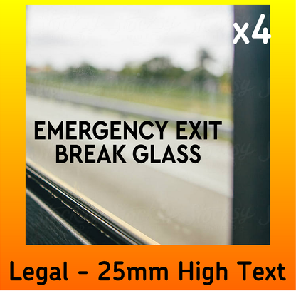 EMERGENCY EXIT BREAK GLASS Coach Bus Stickers