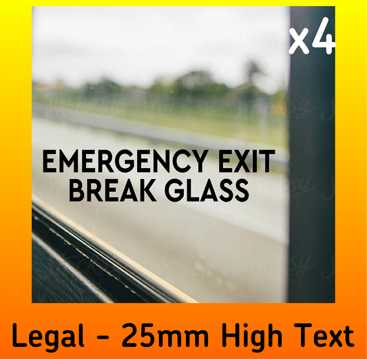 EMERGENCY EXIT BREAK GLASS Coach Bus Stickers