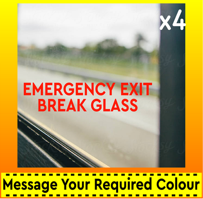 EMERGENCY EXIT BREAK GLASS Coach Bus Stickers