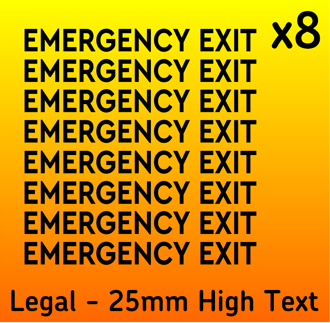 Coach Bus Inspection Sticker 8X Emergency Exit Coach Bus Minibus Lettering Vinyl Stickers Legal ...