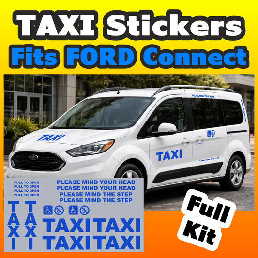Ford Connect Taxi Stickers Complete Set Graphics Cab Minibus Auto