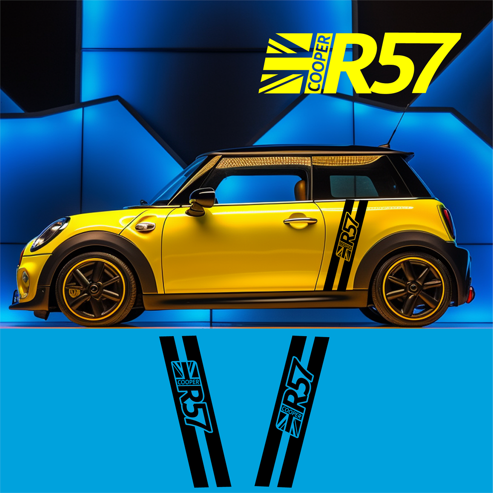 2x Striking Mini R57 Cooper Vertical Stripe Decals Graphics ...