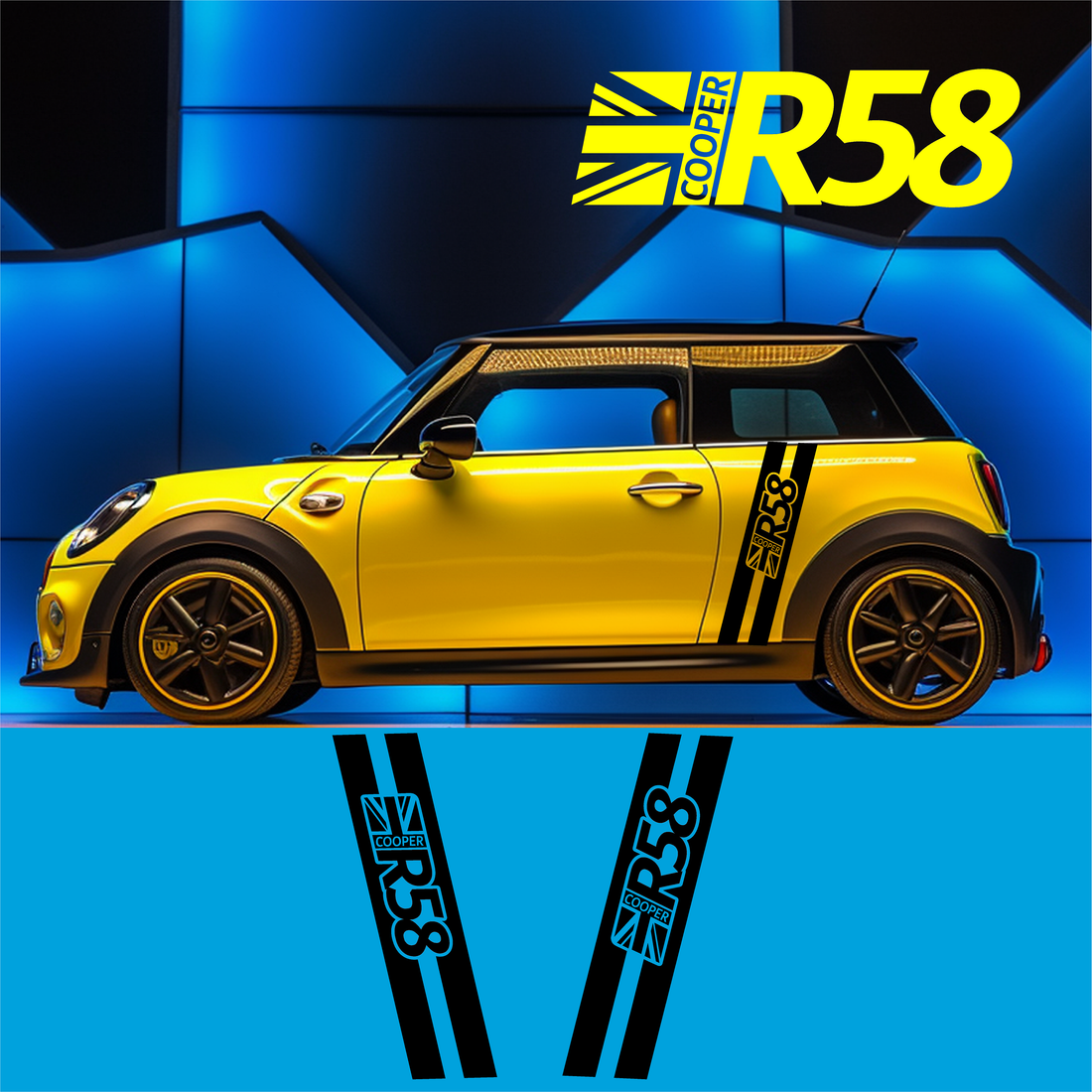 Mini R58 Cooper Vertical Stripe Decals - Made to order Stickers ...