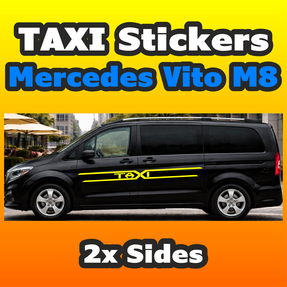 Mercedes Vito Taxi Side Stripe Decal Graphics M8 Both Sides Stickers