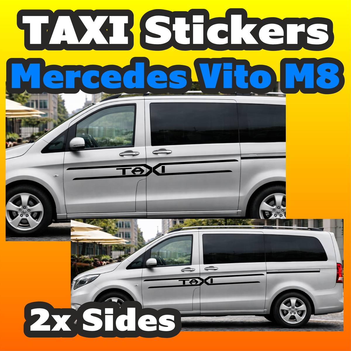 Mercedes Vito Taxi Side Stripe Decal Graphics M8 Both Sides Stickers