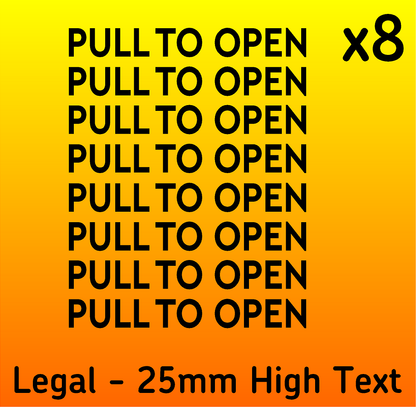 PULL TO OPEN Coach Bus Minibus Vinyl Stickers