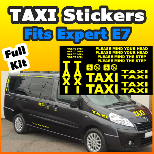 Peugeot Expert E7 Taxi Stickers Complete Set Graphics Cab Minibus Auto