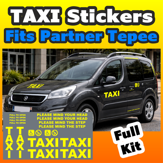 Peugeot Partner Premier Taxi Stickers Complete Set Graphics Cab Minibus