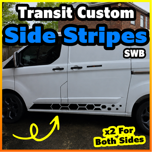 Ford Transit Custom SWB Honeycomb Hex Side Stripe Decals
