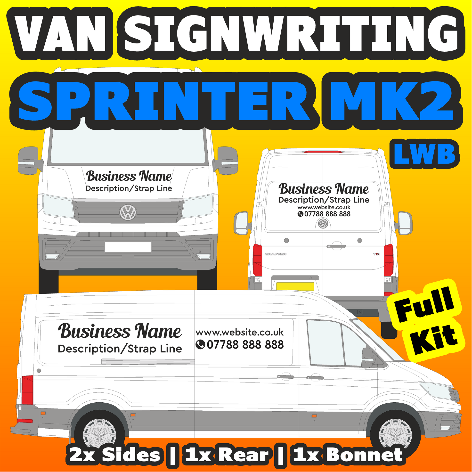 Van signwriting kit for mercedes sprinter mk2 long wheel base