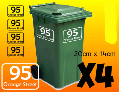 Wheelie Bin Stickers | Bin Number Stickers | Recycling Bin Stickers | Personalised x4