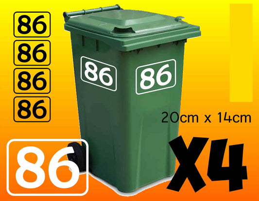 Bin Number Stickers | Recycling Bin |  Wheelie Bin | x4