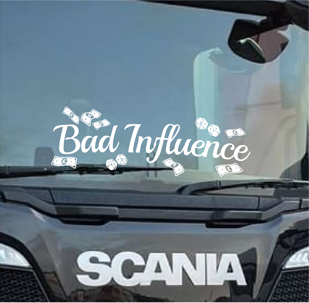 Bad Influence trucking sticker for truckers