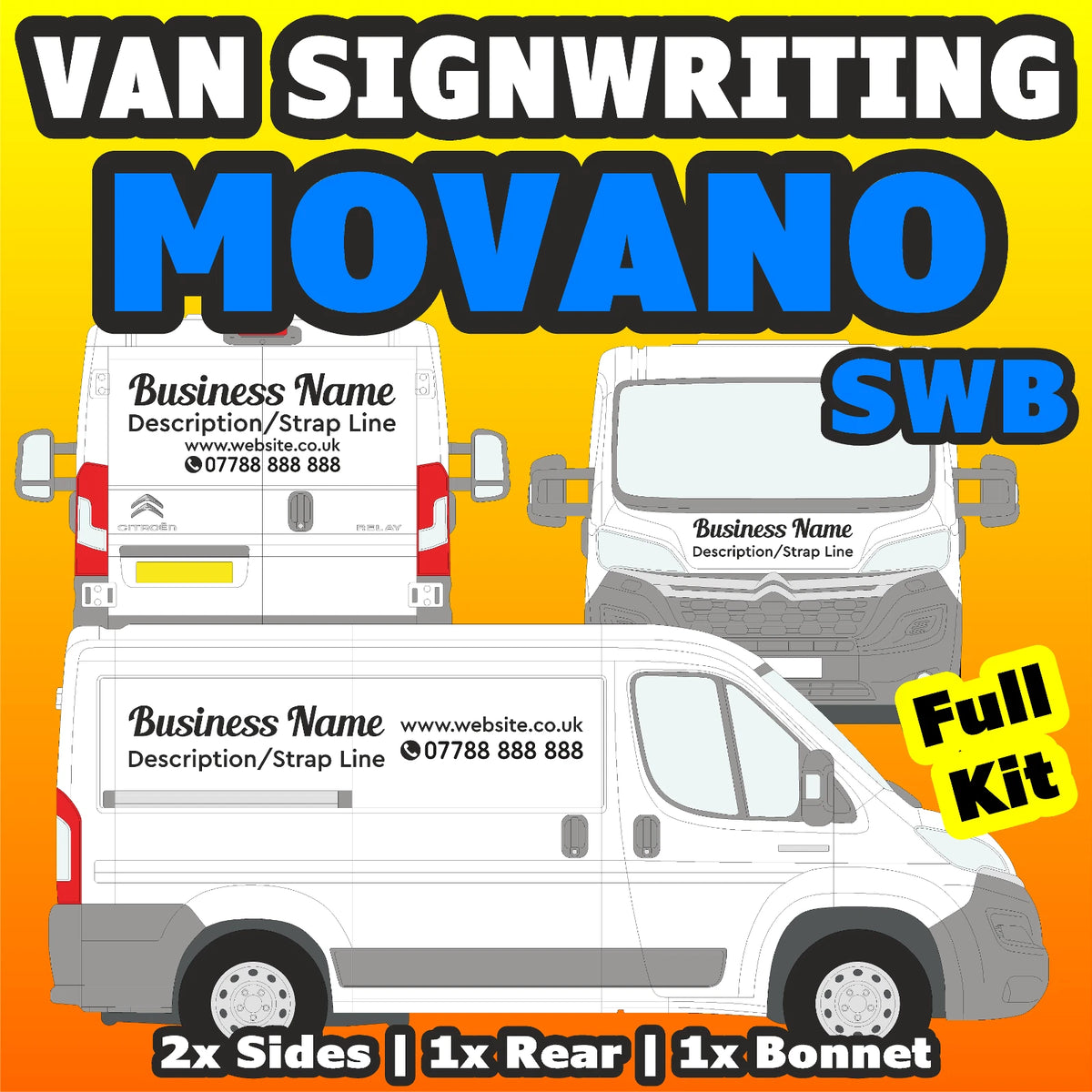 Movano SWB Basic DIY van signs kit