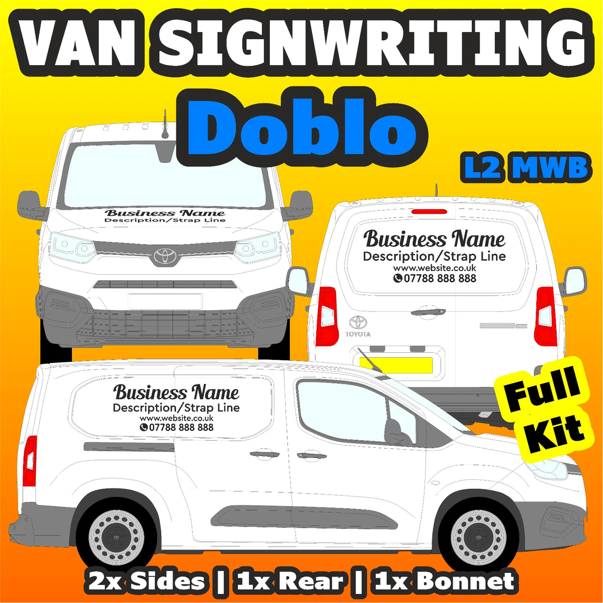 Fiat Doblo MWB Basic DIY van signs kit