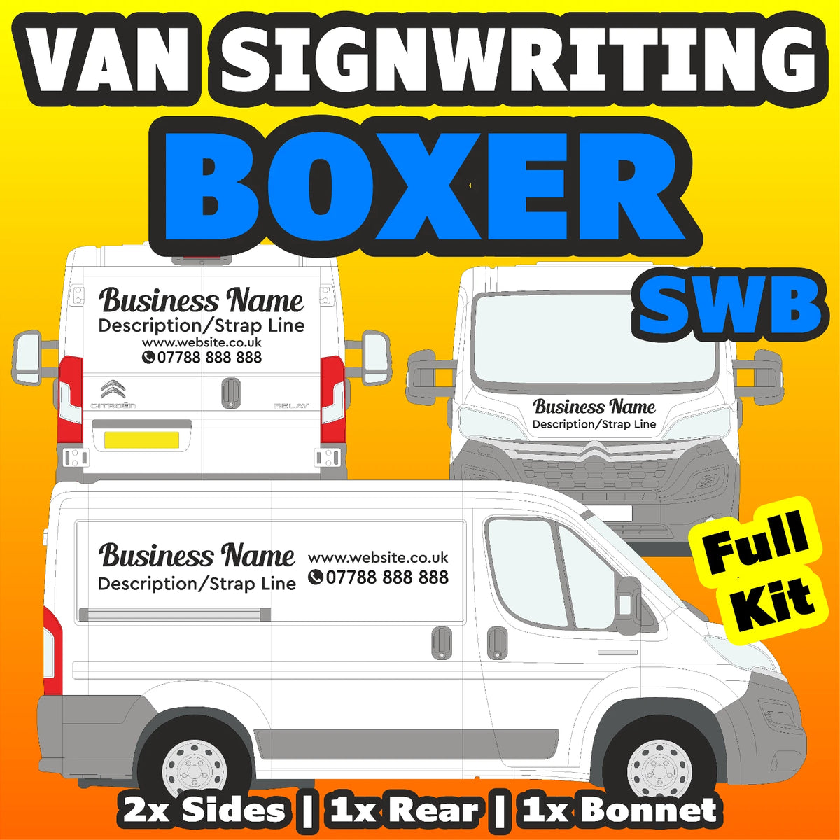 Boxer SWB Basic DIY van signs kit