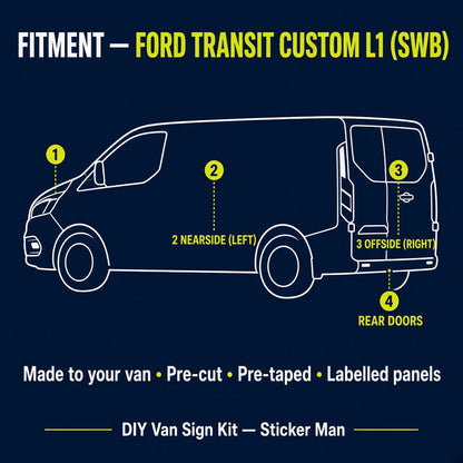 Ford Transit Custom L1 Basic DIY van signs kit — photo 4