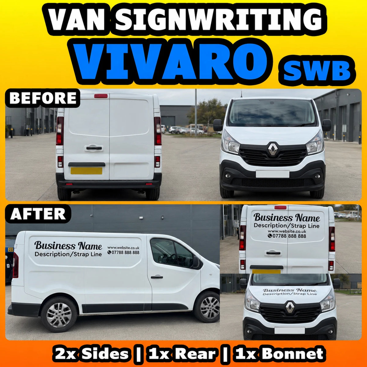 Vivaro SWB Basic DIY van signs kit