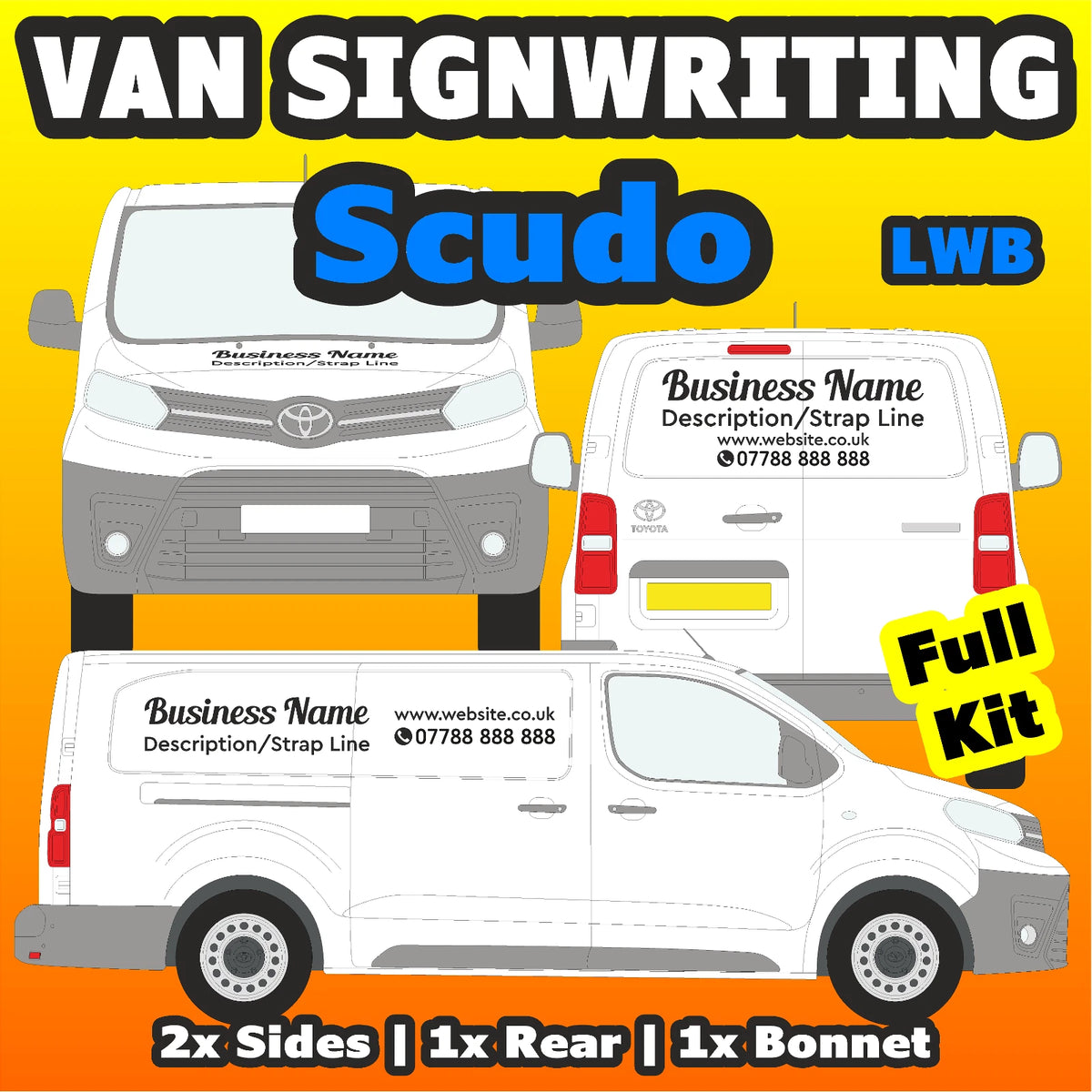 Fiat Scudo LWB Basic DIY van signs kit