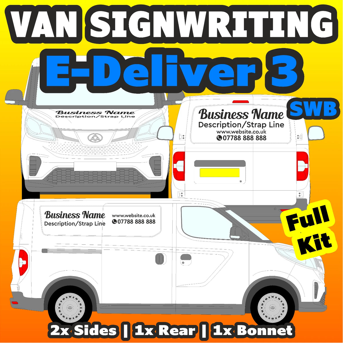 eDeliver 3 SWB Basic DIY van signs kit
