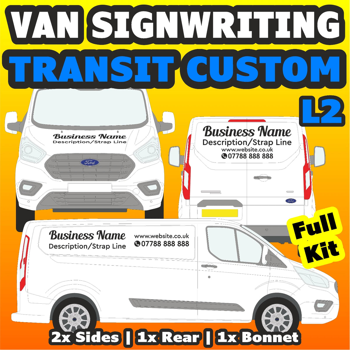 Transit Custom L2 Basic DIY van signs kit