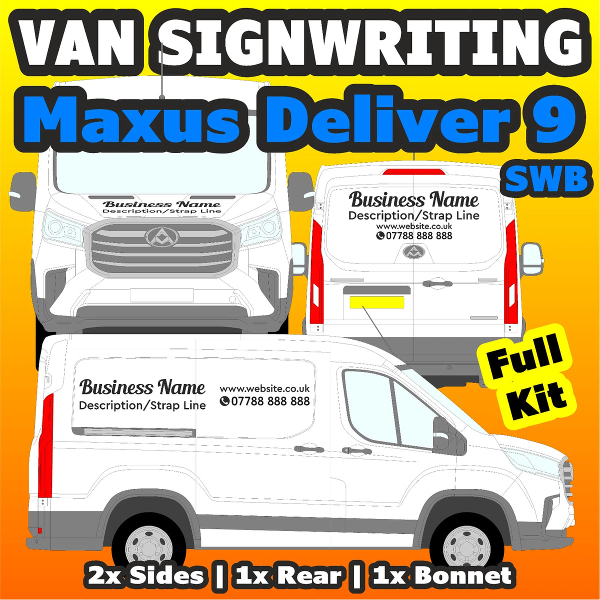 MAX deliver 9 SWB Basic DIY van signs kit