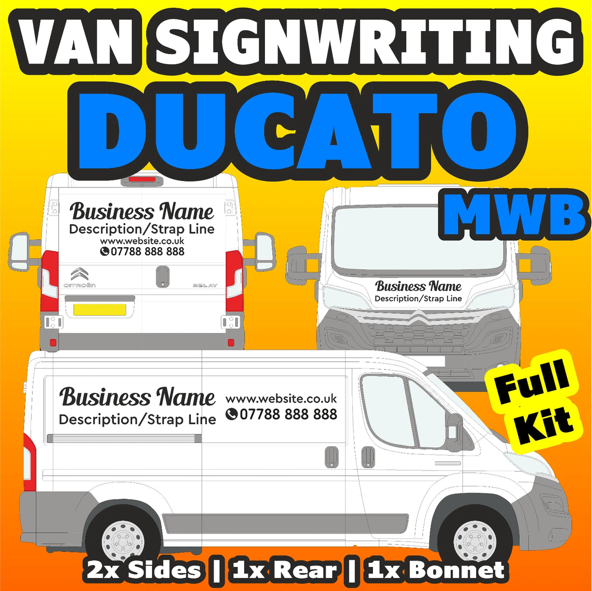 Ducato MWB Basic DIY van signs kit