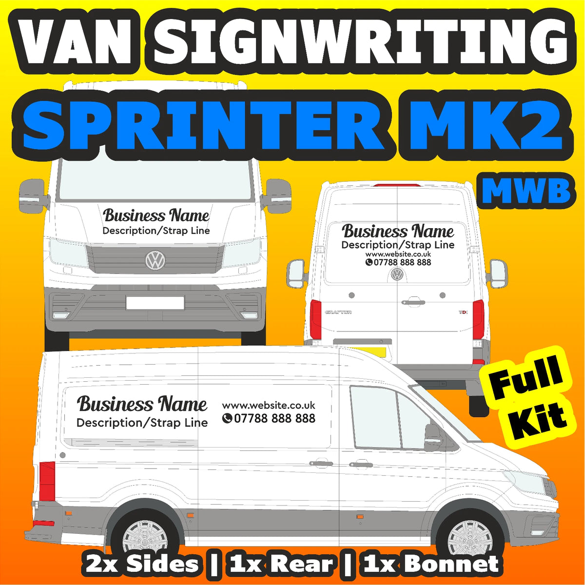 Sprinter mk2 MWB Basic DIY van signs kit