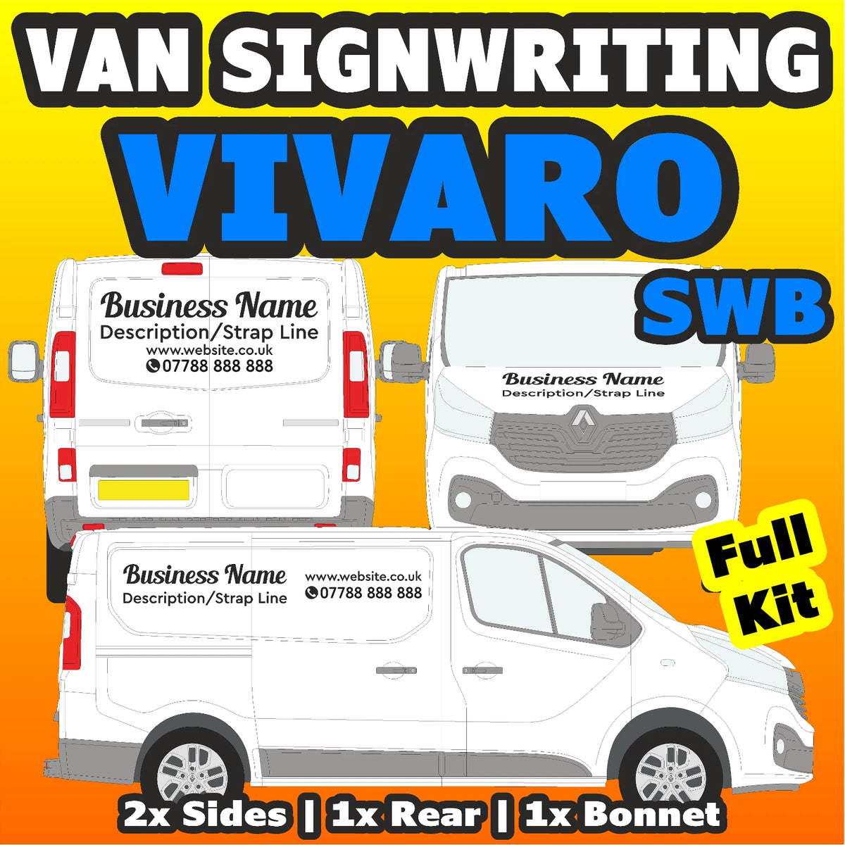 Vivaro SWB Basic DIY van signs kit