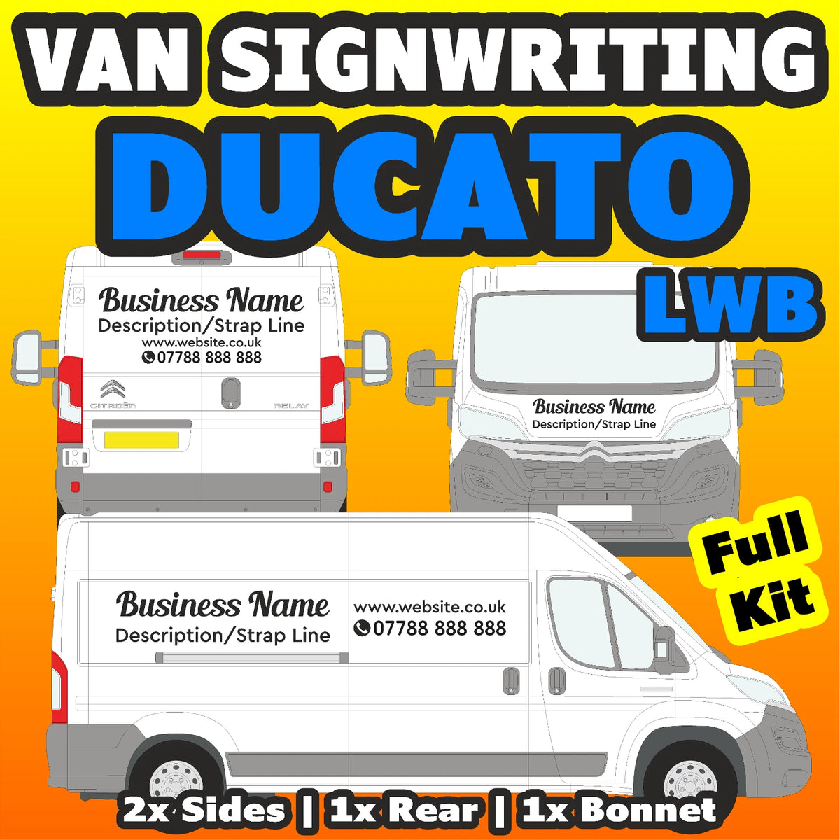 Ducato LWB Basic DIY van signs kit