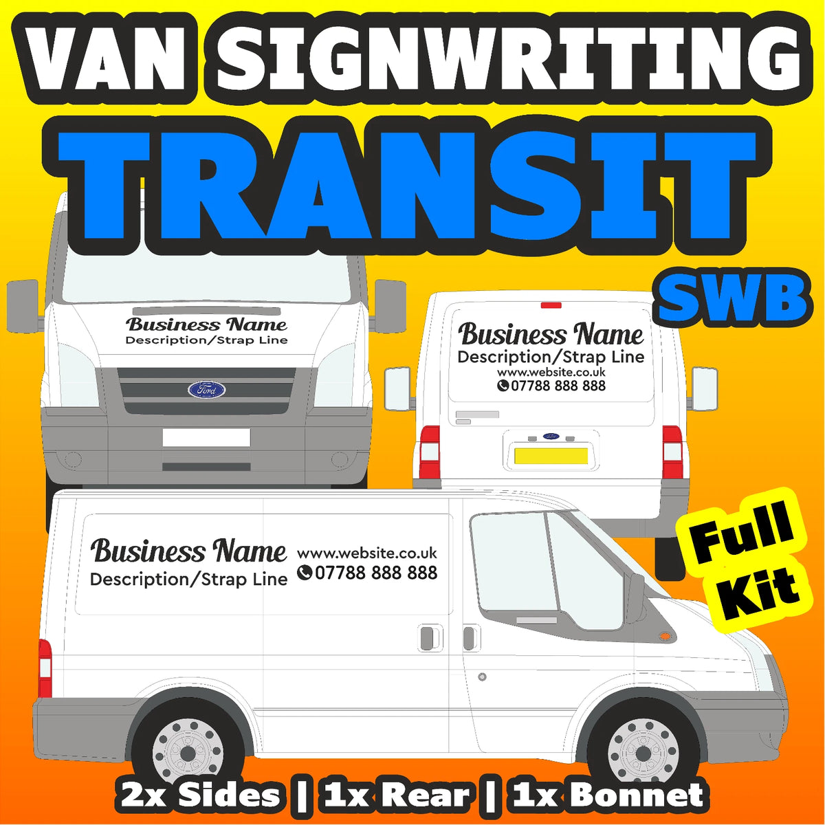 Transit SWB Basic DIY van signs kit