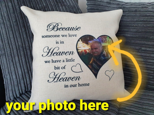 Personalised Heaven Memorial / Bereavement Gift | Photo Cushion Cover