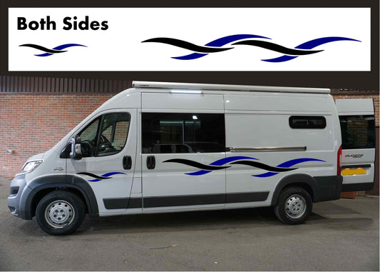Motorhome Wave Side Stripes | Campervan Vinyl Decals Stickers | Universal CV2