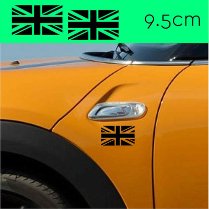 2x Mini Cooper Union Jack Flag Stickers